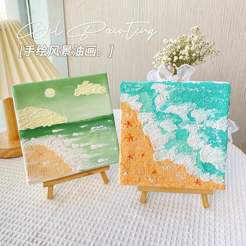 速发肌理画手工材料包石英砂立体浮雕画数字油画丙烯画装饰画图片