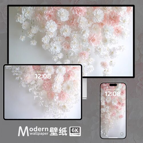 粉色花朵4K超高清壁纸iPhone手机苹果ipad平板电脑唯美氛围壁纸图