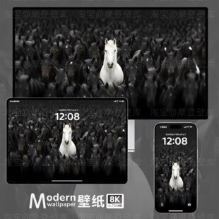白马8K高清壁纸iPhone苹果安卓手机ipad平板电脑mac深色风景壁纸