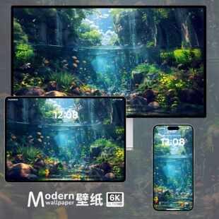 水底风景氛围感高清壁纸iPhone苹果手机ipad平板电脑mac插画壁纸