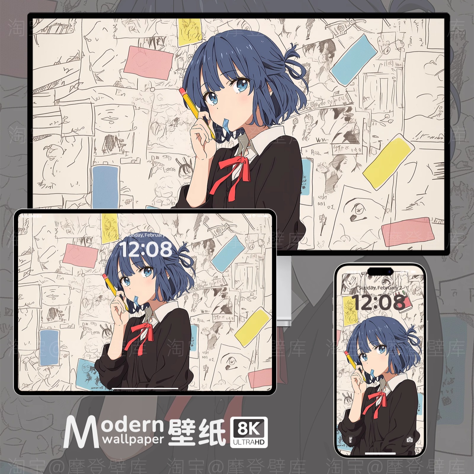 山田凉8K高清壁纸手机ipad平板电脑桌面孤独摇滚二次元动漫少女