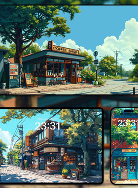 6张治愈风景插画壁纸iphone苹果手机ipad平板电脑高清壁纸素材图