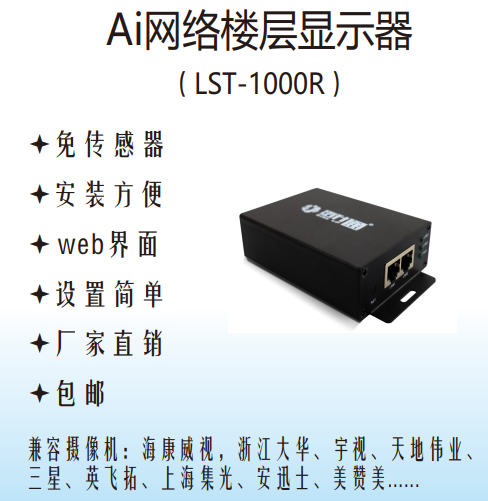 免U感电梯网络数字楼层显示器字符叠加器网络楼显数字楼显层显