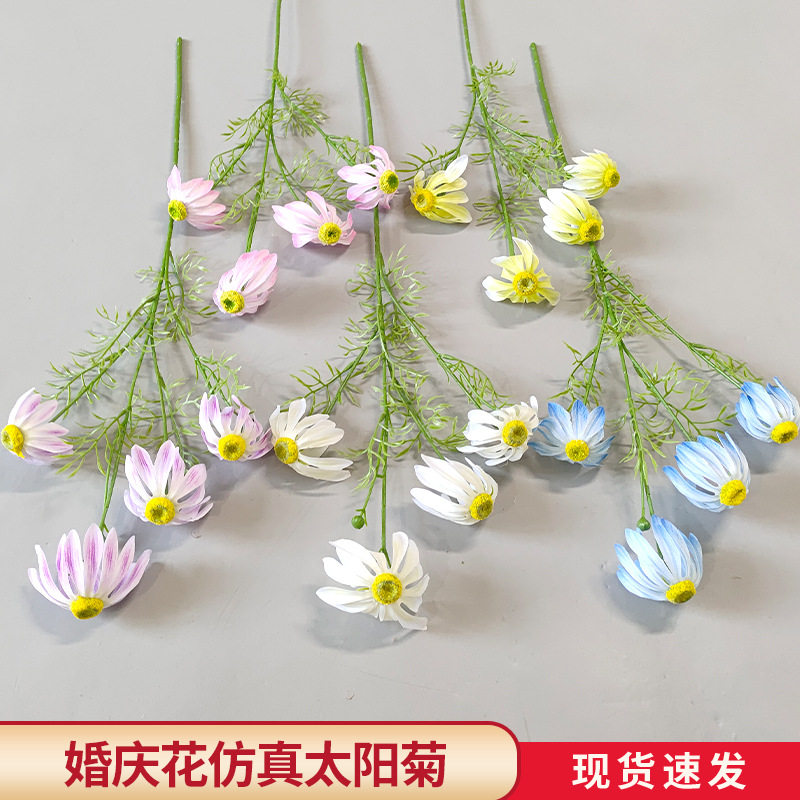 新款花材高仿真5头太阳菊