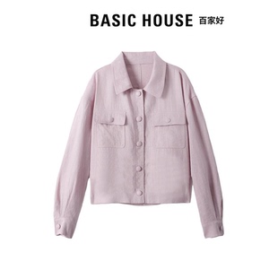 长袖 翻领单排扣设计师款 百搭外套女 House百家好2025春新款 Basic