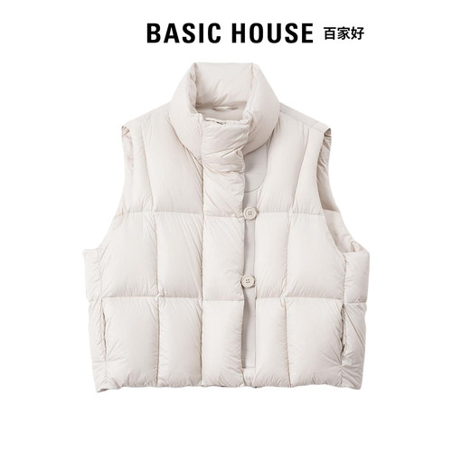 Basic House百家好保暖无袖羽绒马甲女2025新款潮流韩版百搭上衣