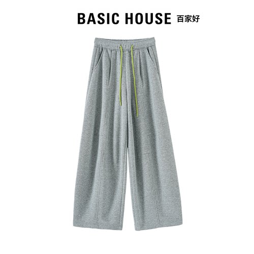 Basic House百家好2026秋季弯刀裤女宽松显瘦运动卫裤百搭休闲裤