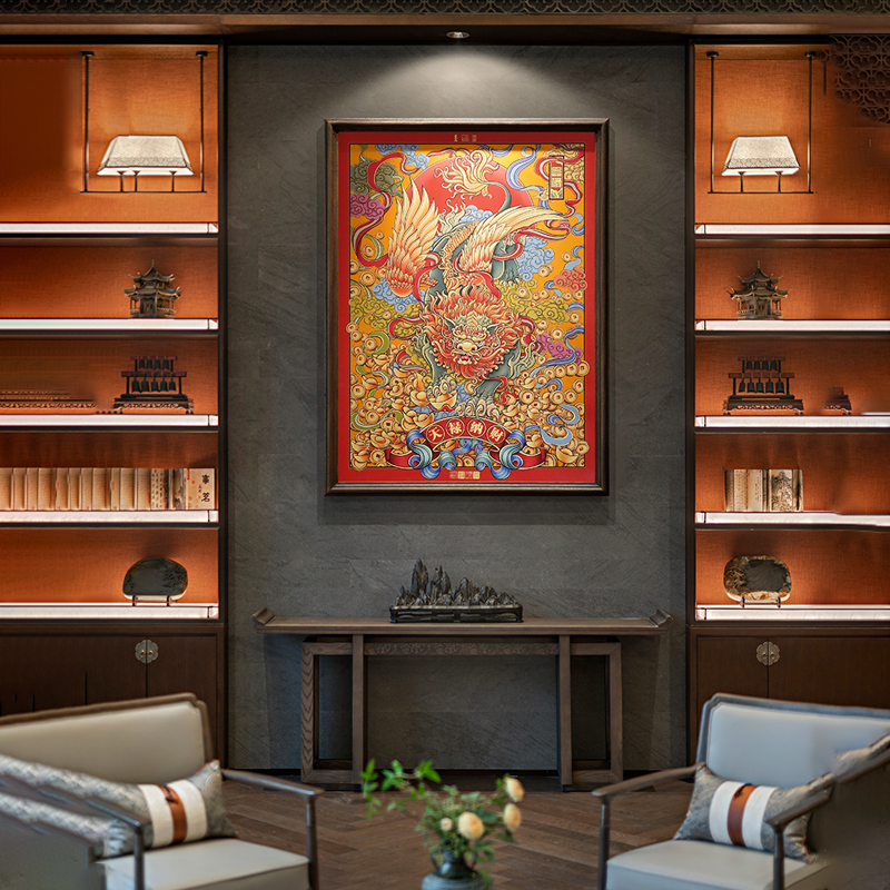 黄铜招财貔貅转运新中式装饰画