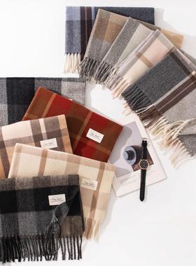 新款秋冬羊绒感格子巾围FH25-600季围女百搭氛高级感冬围脖女士披