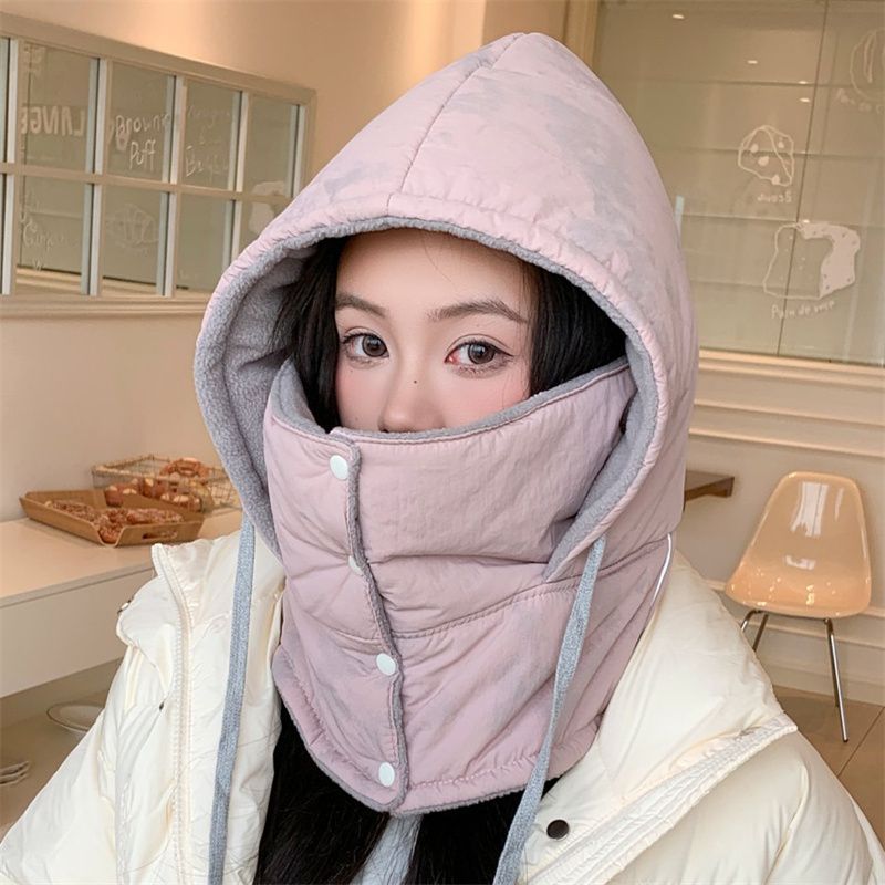 2025帽子女冬季骑行电动车保暖加厚棉帽男防风防寒围脖一体雷锋帽