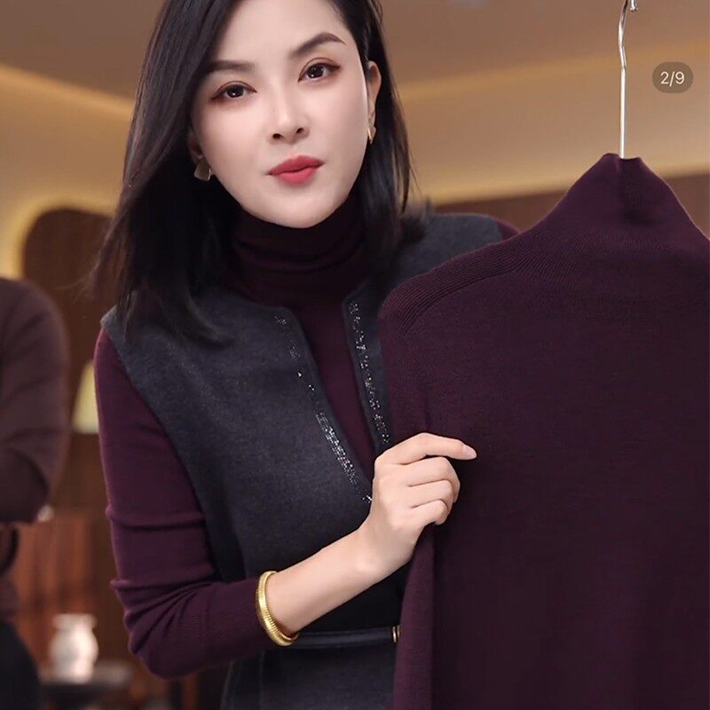 高级感软糯羊毛针织内搭紫色打底