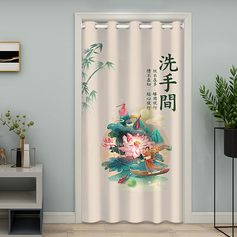 卫生间专用门帘遮挡帘洗手间厕所个性隔断帘高级感家用免打孔帘子图片