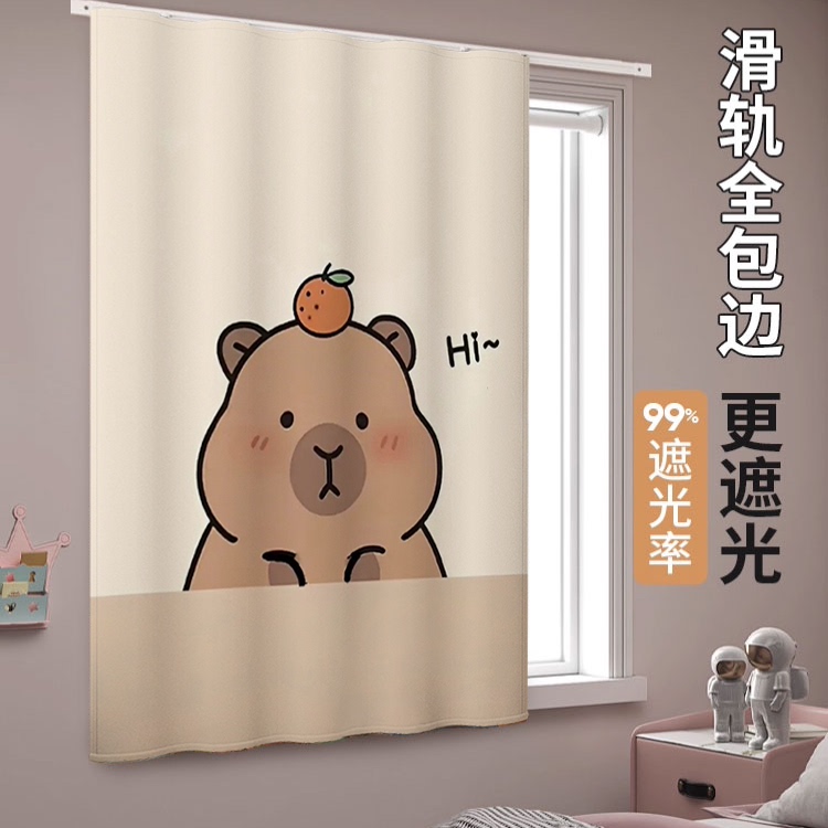 卡皮巴拉窗帘全遮光窗户专用浴室免打孔安装厕所洗手间简易遮挡帘