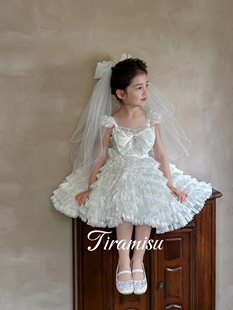 Tiramisu童装女童宝宝儿童X5洛丽塔连衣裙礼服裙花童裙头纱公主裙