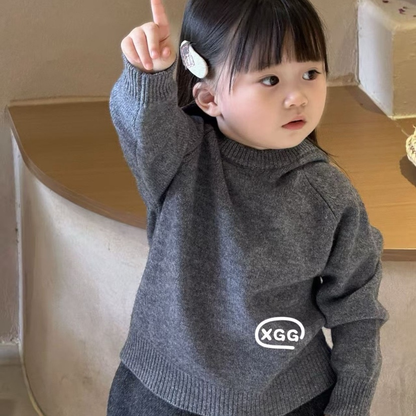 XGG童装男女童宝宝儿童冬装新款韩系毛球连帽羊毛衫针织打底毛衣