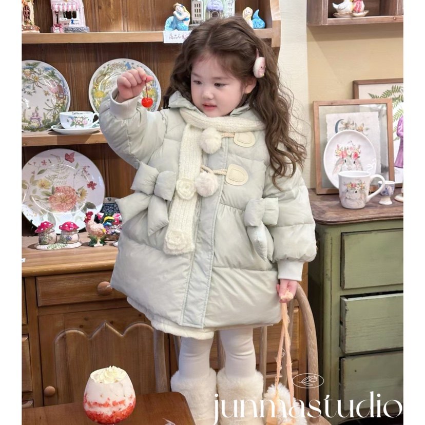 橙小7童装女童宝宝儿童冬装新款蝴蝶结90白鸭绒纯色连帽羽绒服,童装/婴儿装/亲子装,羽绒服,淘宝优惠券,粉丝福利购,淘宝优惠卷