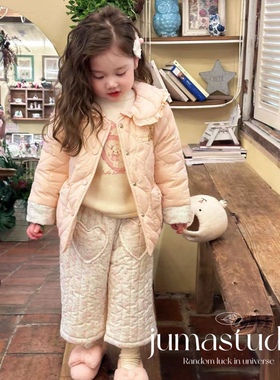 opolala童装女童宝宝儿童冬装G0小熊刺绣外套棉衣小羊打底衫棉裤