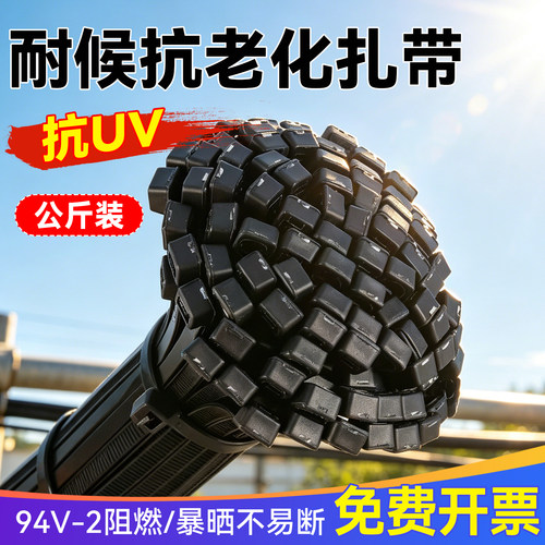 自锁尼龙扎带黑色抗UV阻燃户外
