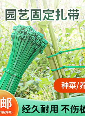园艺尼龙扎带户外防雨防晒植物捆扎绳果树固定绑带花园藤蔓支撑带菜园固定支架绑扎带果园藤蔓固定神器绿色