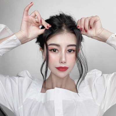 龙须刘海假发女片两侧修脸刘海八字龙须微卷无痕中分假刘海片自然