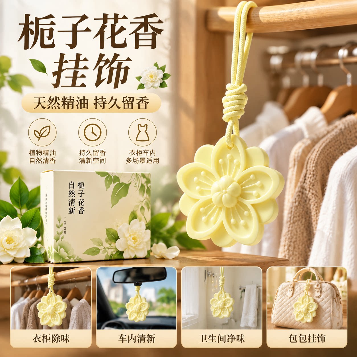 栀子花香薰蜡片持久留香