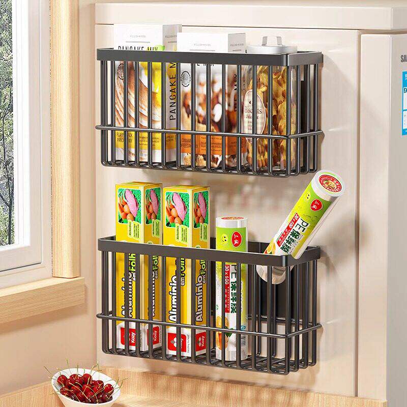 厨房置物架冰箱侧面磁吸保鲜袋收纳盒侧收纳保鲜纸保鲜膜纸收纳架