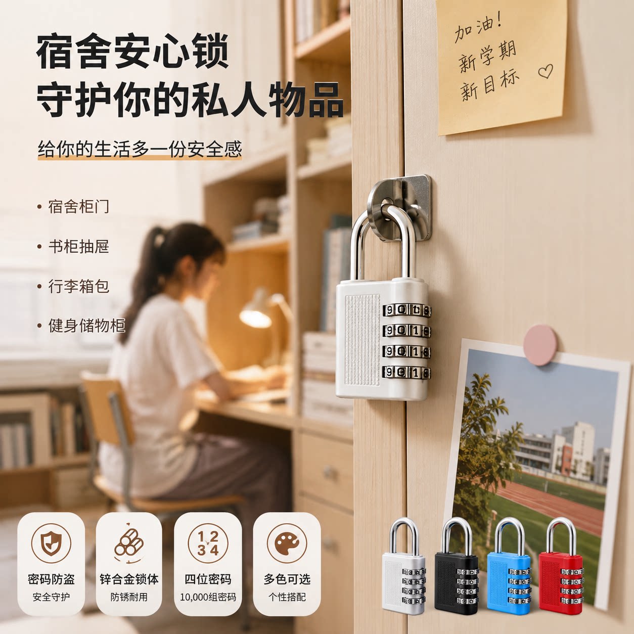 户外防水密码挂锁宿舍柜健身房