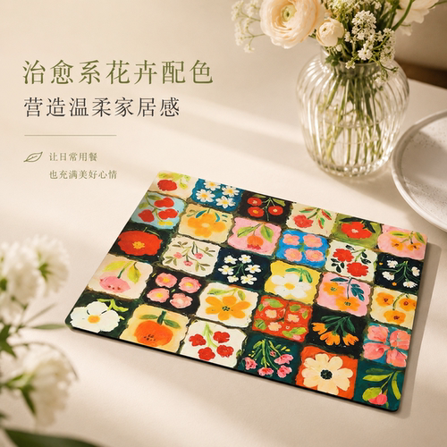 热销矽藻泥油画风沥水垫防滑