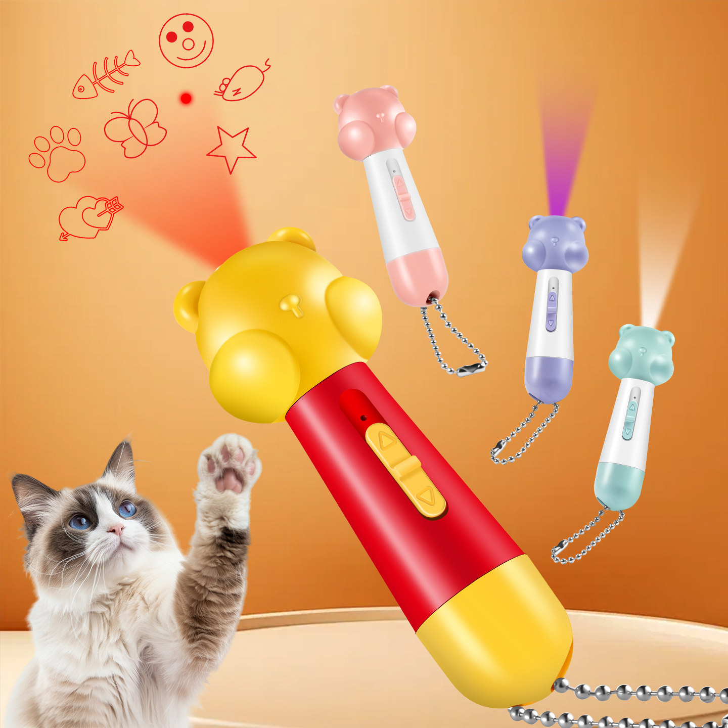 小熊紫光逗猫激光笔USB充电