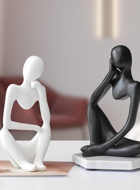 现代简约ins风抽象艺术瑜伽人物桌面装饰品摆件创意个性家居饰品