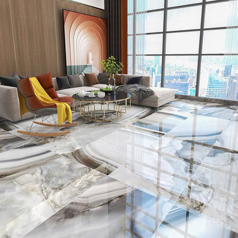 卫生间地砖现代轻奢玛瑙玉600x1200咖色客厅墙灰色通体大理石瓷砖