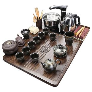 整套全自动烧水壶一体茶台家用简约泡茶功夫茶海小型 茶盘茶具套装