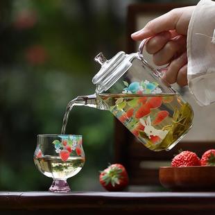 水晶玻璃茶壶耐高温加厚泡茶壶单壶家用可过滤侧把壶大号功夫茶具
