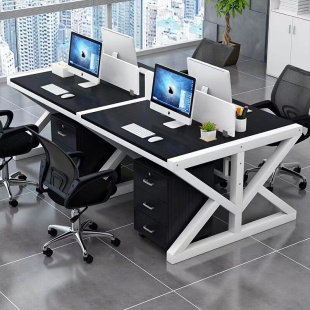 职员办公桌4四人位办公室简约现代办公桌椅组合员工电脑桌子6人位