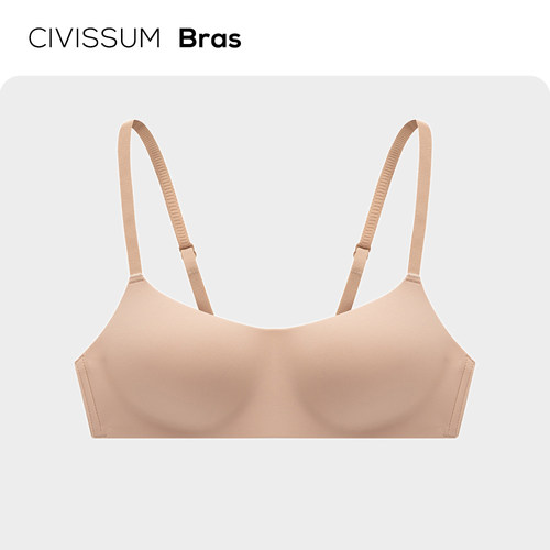 春夏轻薄光面无痕半杯内衣小胸Bra聚拢一片式文胸罩侧翼防滑