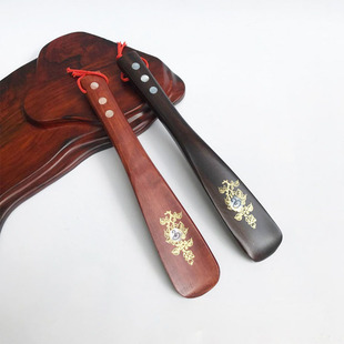 红木鞋拔子22厘米黑檀木鞋挑提鞋器木质鸡翅木鞋抽实木老年人鞋拔