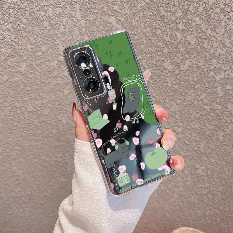 荣耀magicV3手机壳可爱玫瑰小猫