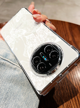 适用华为matex5手机壳新款白色线条蝴蝶matex3全包超薄折叠屏保护套x5透明防摔硅胶女士x3典藏版小众定制艺术