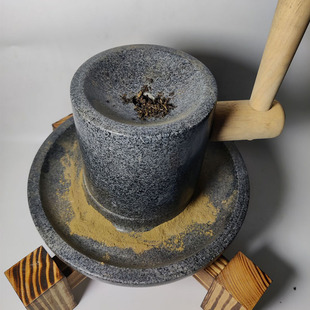 宋代点茶初学者石磨石臼石转运抹茶石磨研磨茶磨石磨迷你斗茶具