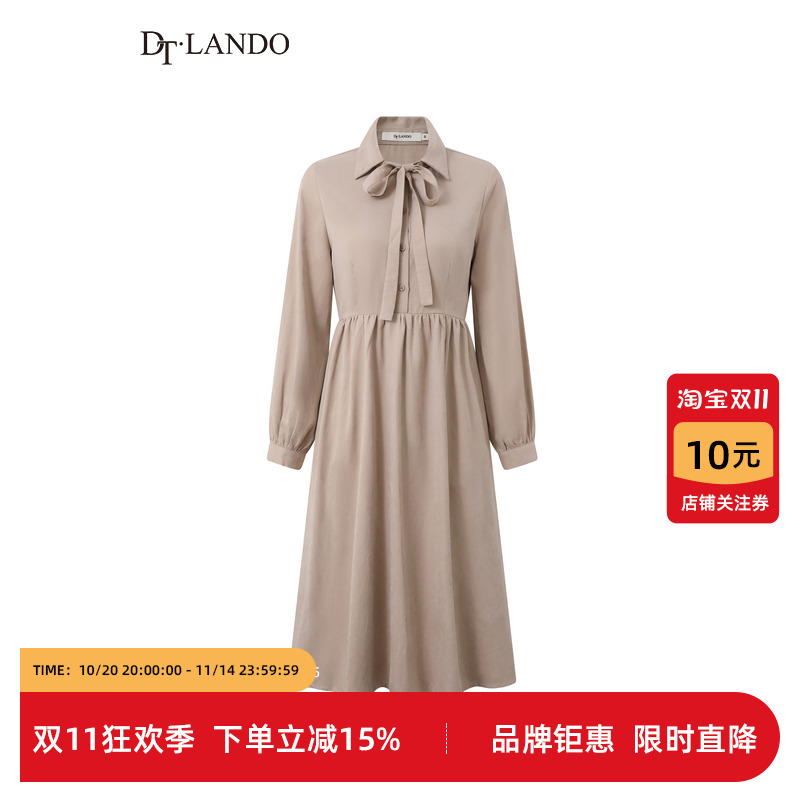 DTLANDO蝴蝶结连衣裙时尚复古