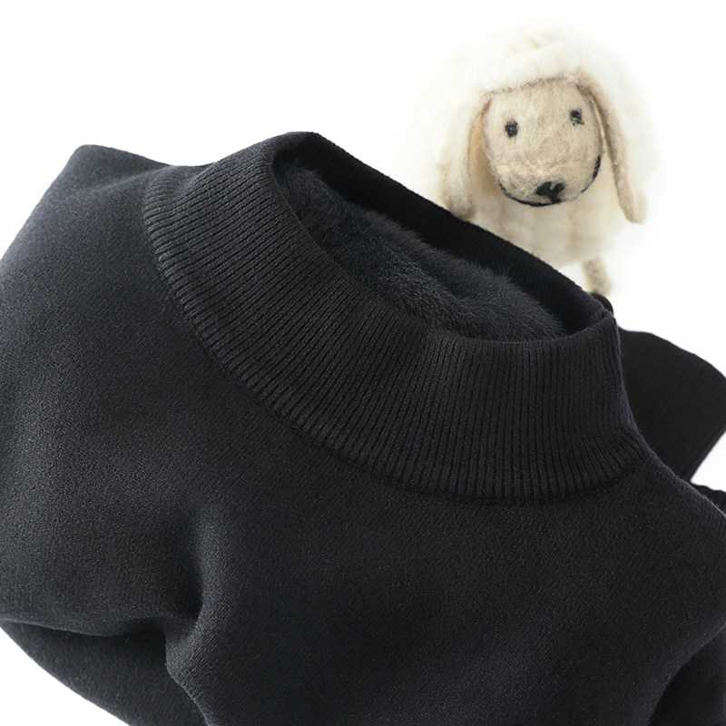 따뜻한 남자를 여는 올바른 방법  스웨터 남성용 두꺼운 벨벳 올인원 하프 터틀넥 모직 스웨터 솔리드 컬러 바닥 셔츠