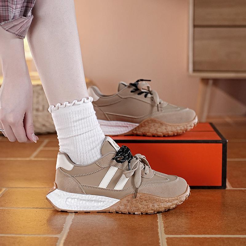 双带德训鞋女225HQ-6603秋季新款厚0底底休闲运动百搭软阿甘鞋HQ