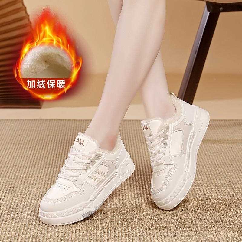 DY005加绒加厚板鞋女205冬季新款休闲2白鞋女暖保女士棉鞋DY小005