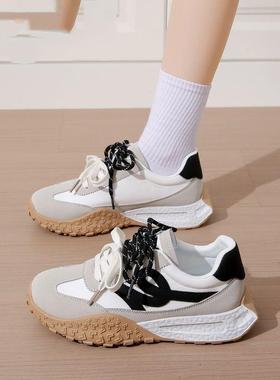 踩屎感12731甘运鞋阿女款225夏季百搭复古动百搭休0闲增高厚底鞋