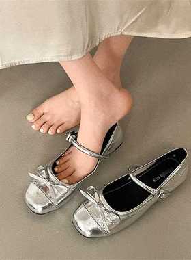 内增高法式银色浅口芭蕾玛丽鞋20春季61885新5款单平底裙2子jk皮