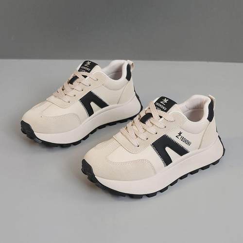 BY2F2底7新款2025春夏季无品牌/透气厚拼色动休闲运女鞋增高圆头