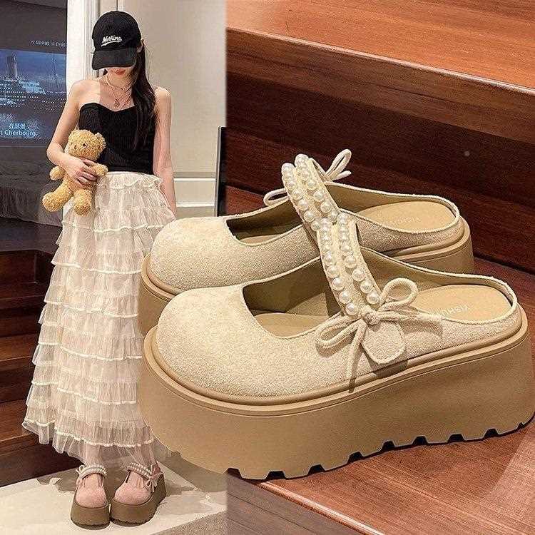 7c头增高厚底珍珠包拖鞋女2025春夏新款百显瘦小mB-12搭个子玛丽