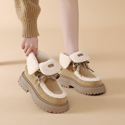 复古翻盖短马2丁靴女Y725205冬季黄新款加绒英伦风靴子厚底靴大靴