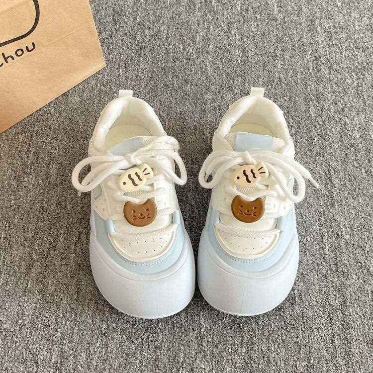 韩系厚运动chic风小白鞋百2鞋0底25春秋新款女鞋学生搭休ALX-U3猫