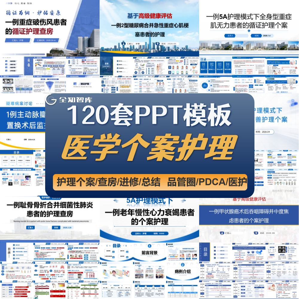 医护ppt模板个案护理查房品管圈pdca个案分析竞聘总结教学说课ppt